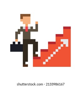 Pixel art. Success Stairway Illustrations