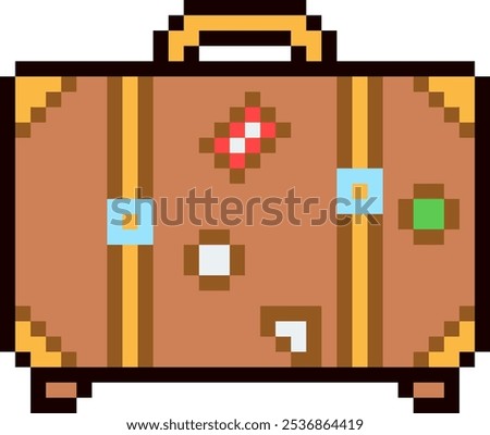 Pixel Art Suitcase Vector Illustration