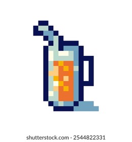 Pixel art summer drinks vector illustration