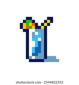 Pixel art summer drinks vector illustration