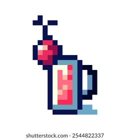 Pixel art summer drinks vector illustration