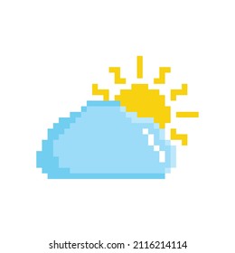 pixel art sun and cloud weather  vector  icon pixel element for 8 bit game