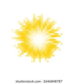 Pixel art do efeito de explosão solar. Ilustração de explosão pixelizada. Fogo de explosão pixel. 
