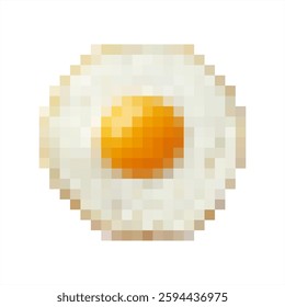 Pixel art of sunny side egg isolated on white background.