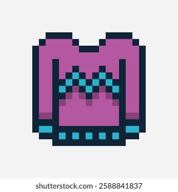 Pixel art of sweater with a checkered pattern on the front.