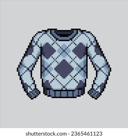 Pixel art Sweater. Pixelated Sweater clothes. Sweater autumn icons background pixelated
for the pixel art game and icon for website and video game. old school retro.