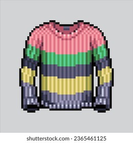 Pixel art Sweater. Pixelated Sweater clothes. Sweater autumn icons background pixelated
for the pixel art game and icon for website and video game. old school retro.