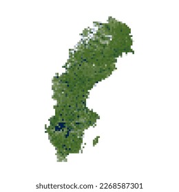 Pixel art Sweden Physical Map