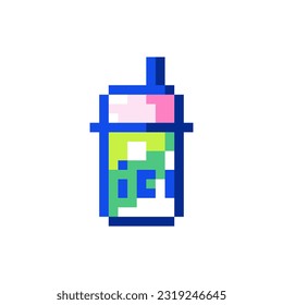 Pixel art sweet chiller icon. 90s 8bit style illustration of colorful ice sweet chiller. Cute pixel art y2k sticker or game element.	