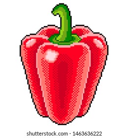 Pixel art sweet pepper detailed illustration isolated vector
