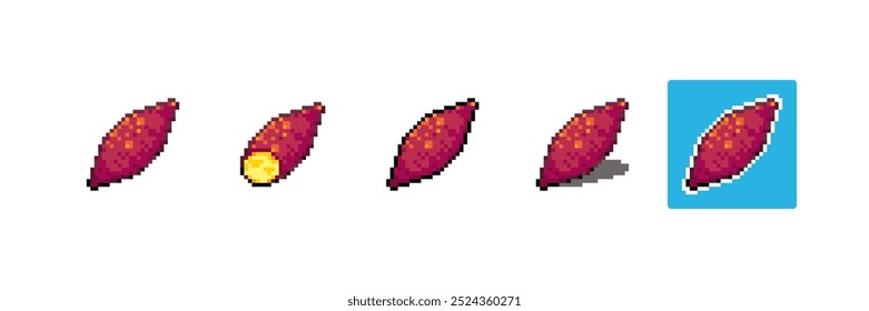 Arte Pixel Sweet Potato. 8 bits estilo de jogo Pixelated Batata Vegetable. Ícone Detalhado de Batata Doce Pixel com sombreamento e traçado diferente. 