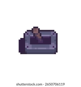 Pixel art switch ou alavanca em um quadro de metal, normalmente usado em plataformas 2D ou jogos de quebra-cabeça para acionar ações ou desbloquear áreas.