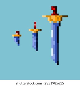 Arte de píxeles de elementos de espada al estilo pixelado. Pixel art,8 bits perfectos para activos de juego o elementos de activos de diseño para su activo de diseño de juegos.