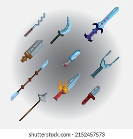 pixel art swords for rpg games. textures for mmorpg