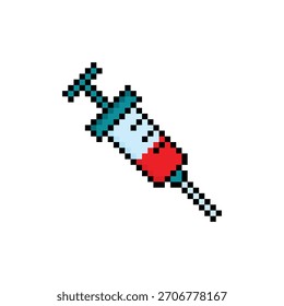  Icono de Vector de 8 bits de inyección de jeringa de arte de píxeles para el logotipo del juego de computadora