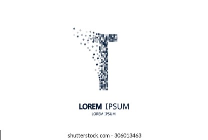 Pixel art T letter logo. Vector logotype collection.