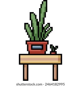 pixel arte de la decoración de la planta de la tabla fondo aislado