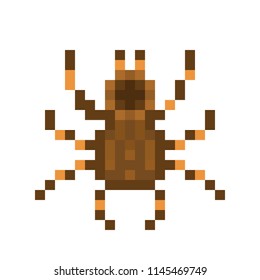 Pixel art tarantula isolated on white background. Exotic pet spider. Spooky halloween character. Retro vintage 80s; 90s slot machine/video game graphics. Large dangerous insect.Fauna of South America 