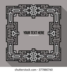 Pixel art text frame with traditional tribal and aztec elements. Useful for invitations, posters, CD covers and brochures.