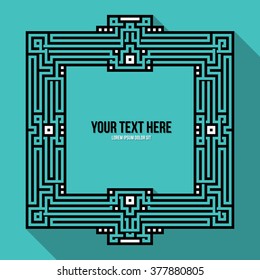 Pixel art text frame with traditional tribal and aztec elements. Useful for invitations, posters, CD covers and brochures.