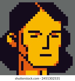 Cara humana delgada del arte del pixel, 8-bit, cabeza asiática del personaje masculino del avatar, icono del Vector de la historieta, usuario del juego o perfil del Web personas y personas, retrato de la red social, moda minimalista, Vector