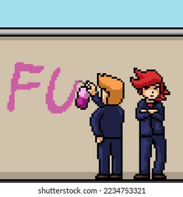 pixel art of thug teenager gangster