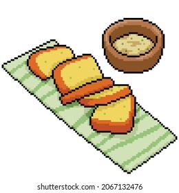pixel art of toasted bread snack