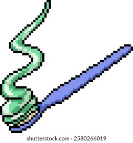 pixel art of toothbrush toothpaste too much isolated background