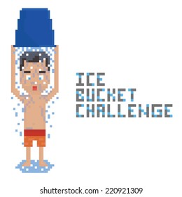 pixel art topless person making ice bucket challenge