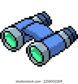 pixel art of toy binoculars blue