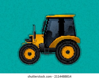 Icono de tractor de arte de píxeles, ilustración vectorial