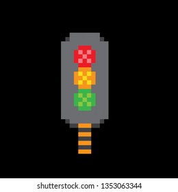 pixel art traffic lights on a black background