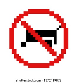 Pixel art traffic signs force do not drag the wheel red and white and black