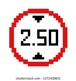 Pixel art traffic signs force Do not exceed the limit red and white and black