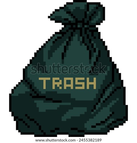 pixel art of trash garbage bag isolated background