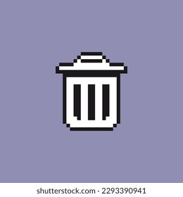 pixel art trash icon with black and white color ,good for your game asset and project.