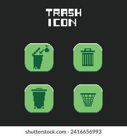 icono de la papelera de píxeles con color blanco y negro, bueno para su activo de juego y proyecto.	