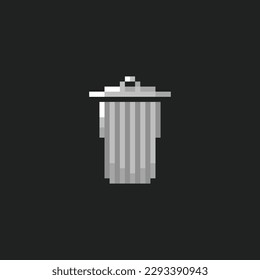 pixel art trash icon with silver color ,good for your game asset and project.