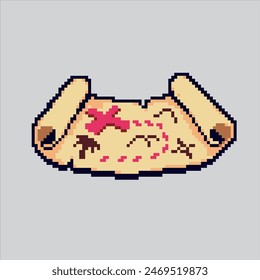 Pixel art Treasure Map. Pixelated Treasure Map. Treasure Map pixelated for the pixel art game and icon for website and video game. old school retro.