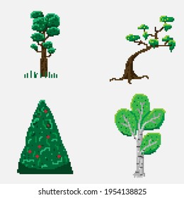 Pixel Art Tree Defective Pixel, Baum, Spiel, Symbol, Set 8 Bit, Pixel Art PNG