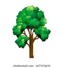 Pixel art tree. For game. 8 bit