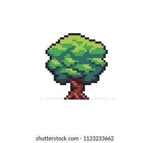 Pixel art tree isolated on white background