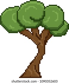 Pixel art tree for video retro game 8 bit 16 bit isolated