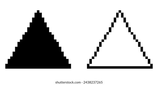 pixel art triangle shape set isolated on white background