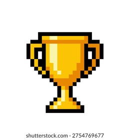 Pixel art trophy cup - retro 8bit winner award game icon