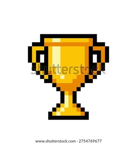 Pixel art trophy cup - retro 8bit winner award game icon
