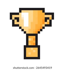 Troféu Pixel art projetado em um estilo vetorial representando conquista ou vitória em jogos ou competição