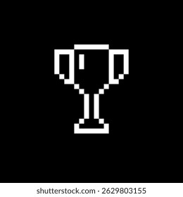 Pixel art trophy illustration on black background. pixel art logo. pixel art icon