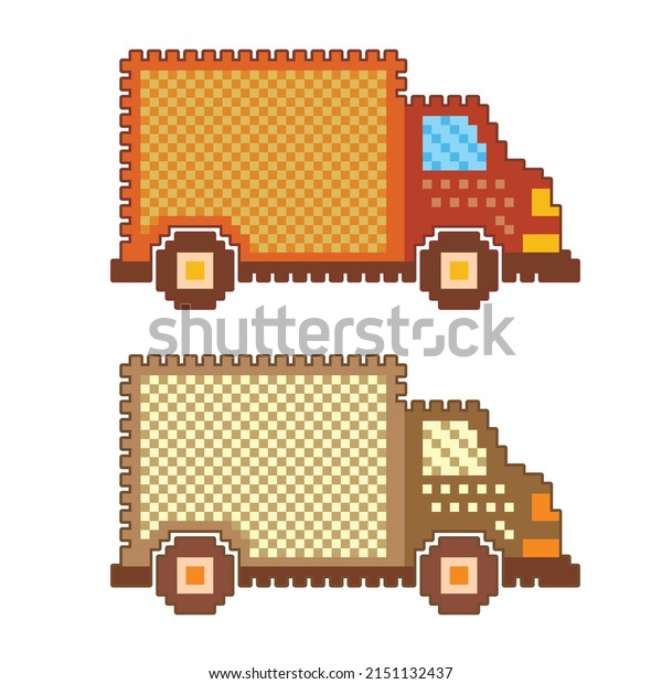 Pixel\
art truck on white background. vector\
illustration.