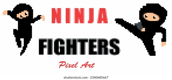 Pixel Art: Two ninja fighters